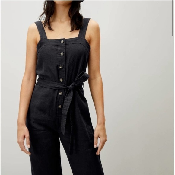 Everlane Linen Jumpsuit in Black Size 12